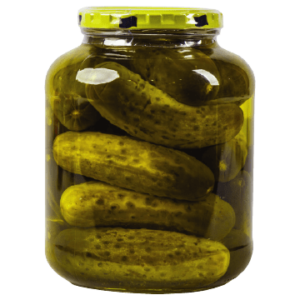 Pickled cucumbers vegetable in glass jar