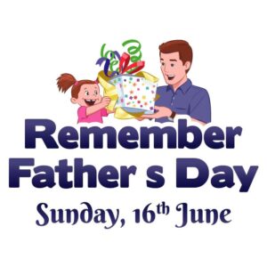 Remember fathers day with father child and gifts