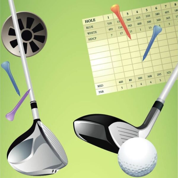 Set of Golf game accessories club and ball