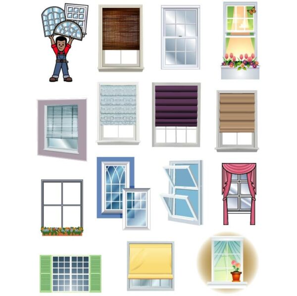 Set of window frame types collection