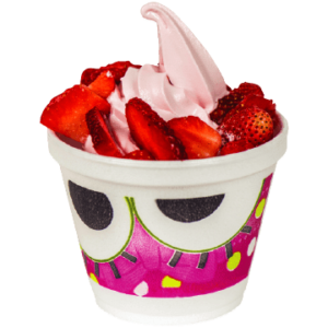 Strawberry frozen yogurt with fruits in cup