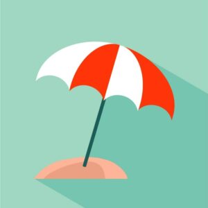 Summer beach parasol and umbrella icon