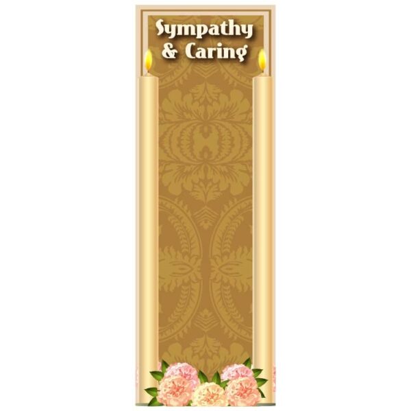 Sympathy and caring banner with candles and flowers