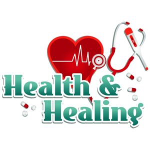 The heartbeat line and phonendoscope with health and healing lettering