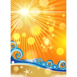 The hot summer sun and blue color swirl wave background