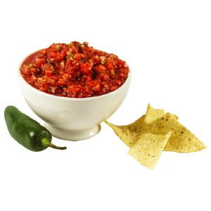 Tortilla small chips and bowl of salsa