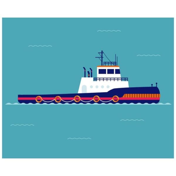 Tugboat or pusher ship marine ship mining logistic transportation