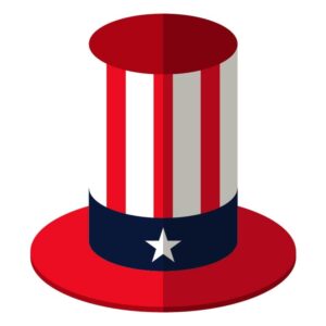 United states of america flag in uncle sam cap or USA flag in uncle sam cap