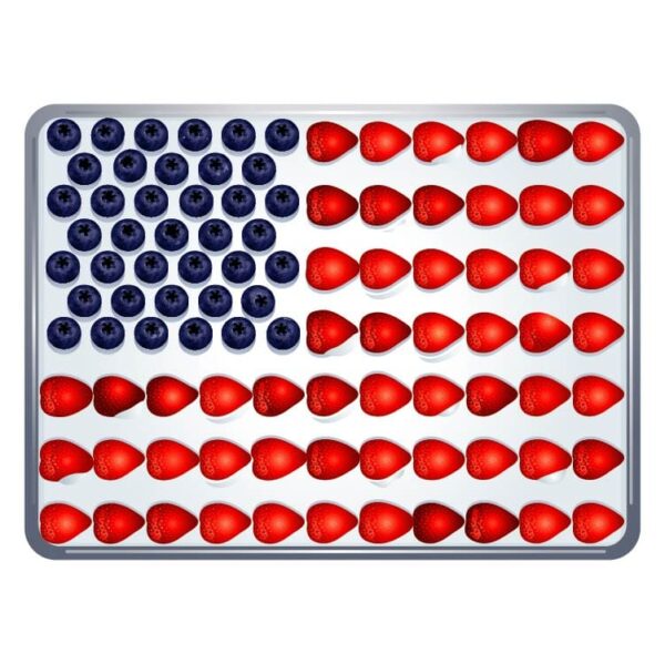 United states of america flag made of strawberries and blueberries