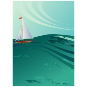 Water travel yacht sailing on the ocean or Journey on ship with ocean wave background