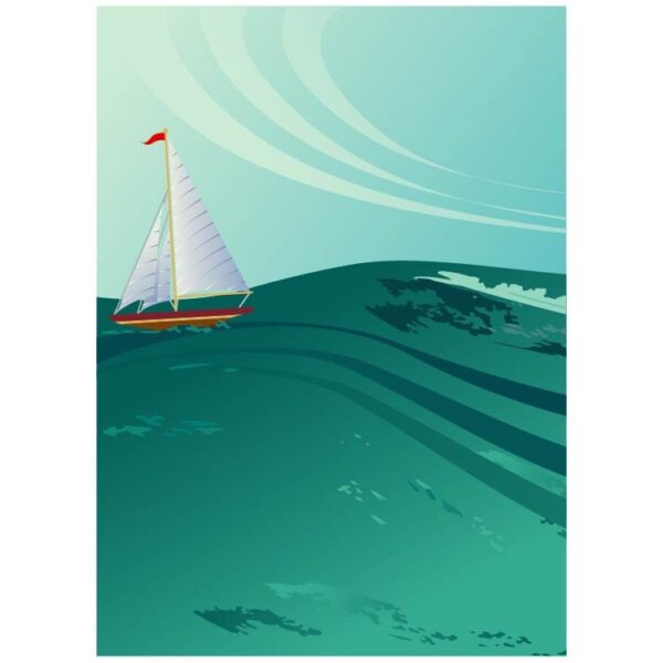 Water travel yacht sailing on the ocean or Journey on ship with ocean wave background