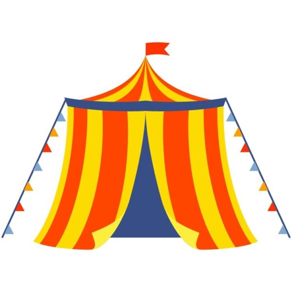 Yellow and orange stripy circus tent